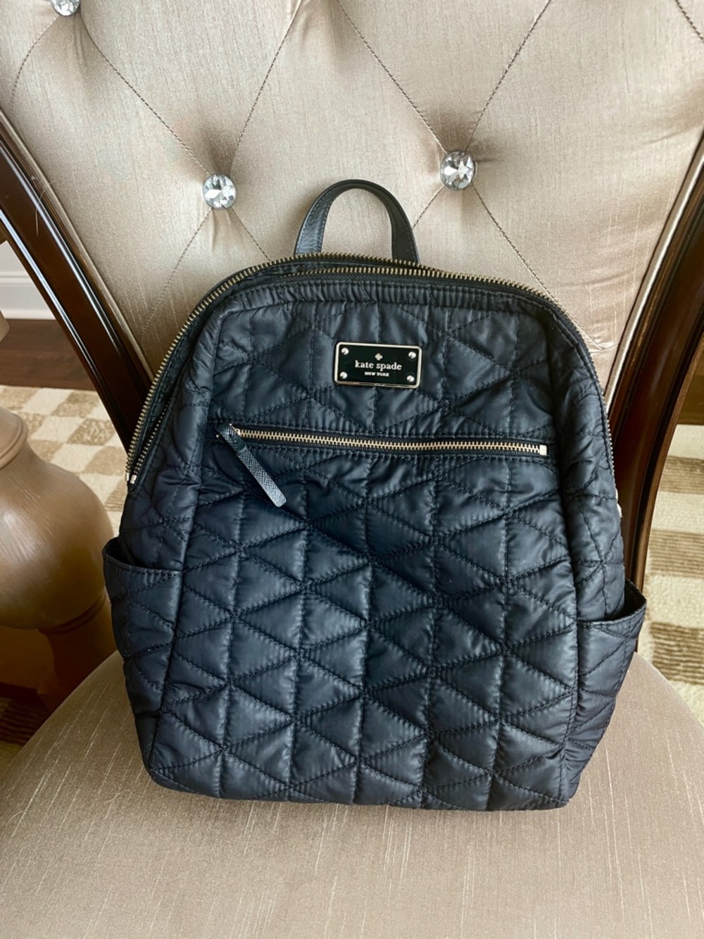 Kate Spade Quilted Mini Backpack Purse with Gold Hardware